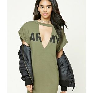 ARMY logo v cut shirt dress